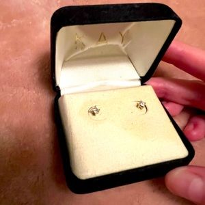 Small diamond studs, white gold posts